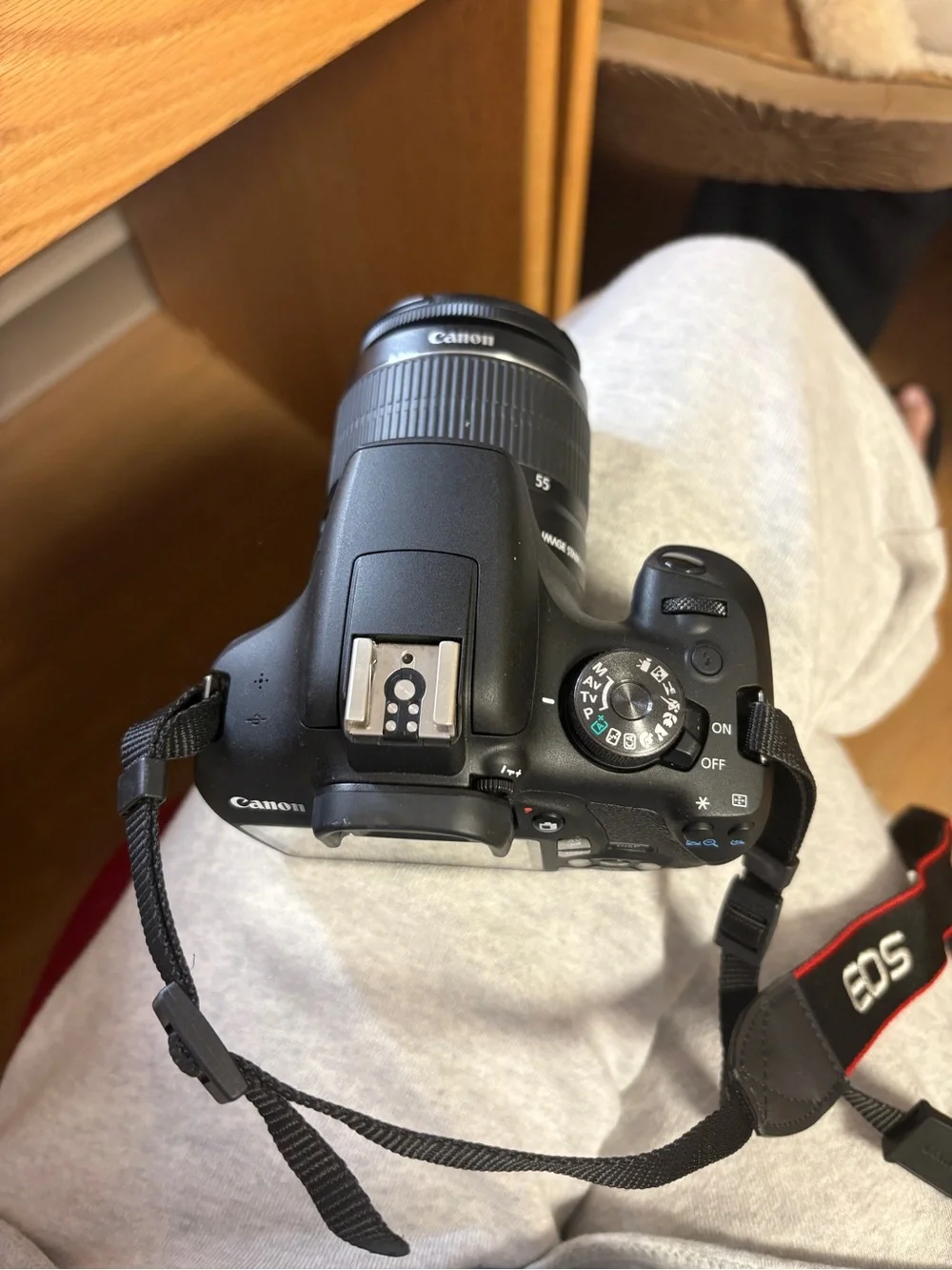 Canon DSLR Camera with Black Body and Black 18-55mm Lens